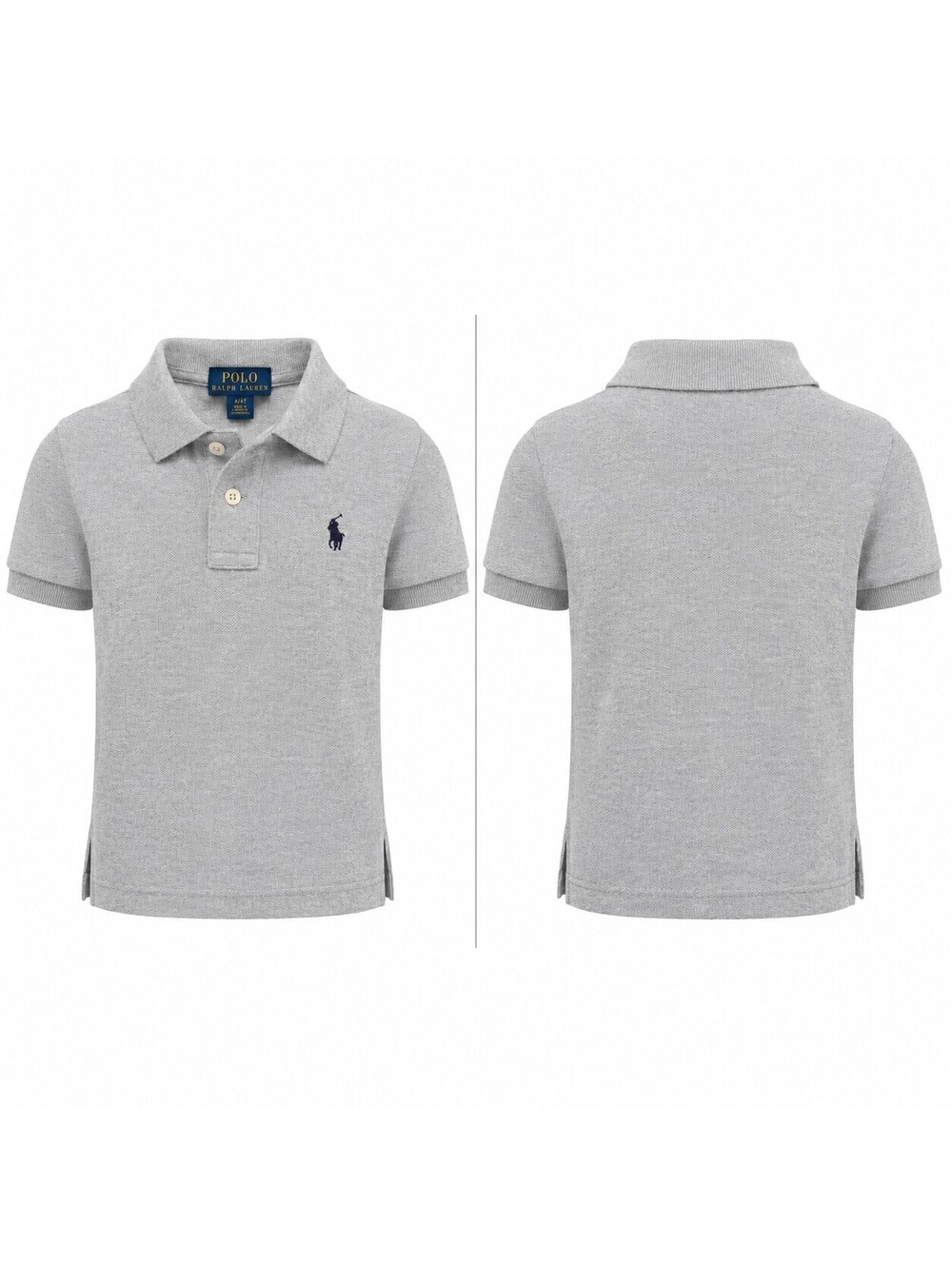 polo ralph lauren Kid Shirt Polo Classic Embroidered Gray  Navy Pony Logo Sz 4 T
